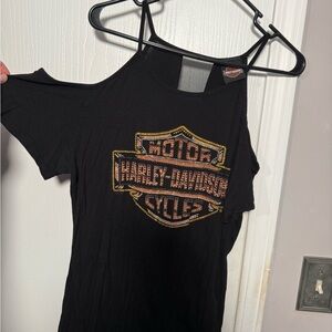 Harley-Davidson Black Cold Shoulder Top